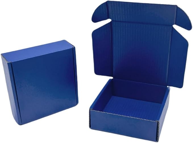 50 Pcs 6.3 x 6 x 1.6 inches Shipping Boxes for Small Business Cardboard Corrugated Mailer Boxes for Shipping Packaging Holidays Craft Gifts Giving Products (Industrial Blue, 6.3 x 6 x 1.6")