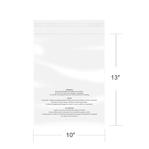 iMailer - 100 Pcs - 10" x 13" Clear Poly Bags for Clothing - Self Seal Suffocation Warning Plastic Poly Bags 1.6 Mil for Shipping, Packaging, T-Shirt - Permanent Adhesive