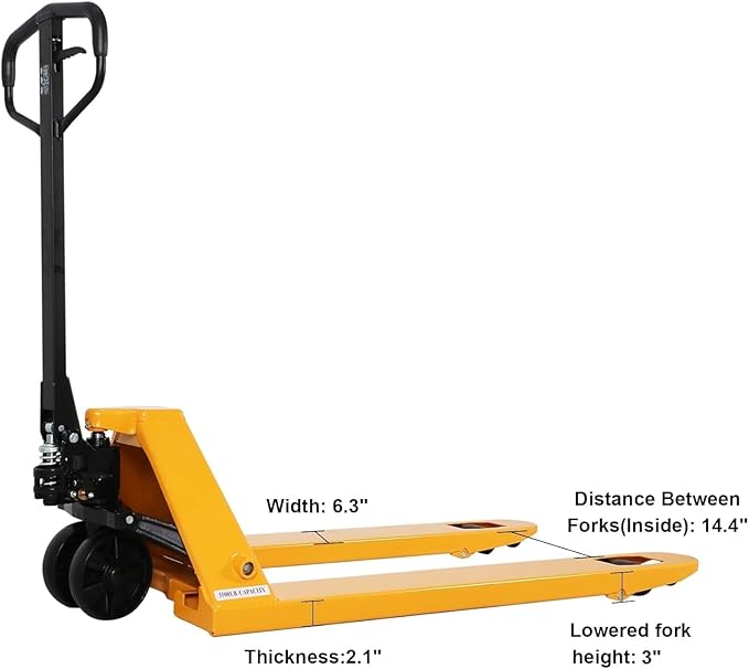 Apollo Hand Pallet Jack Truck Duty Industrial Pallet Truck 5500lbs Capacity, 27'' W x 48'' L Forks for Material Handling, Manual Pallet Truck for Warehouse, Manufacturing and Retail