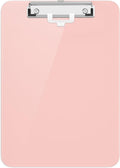 Hongri Plastic Clipboard with Pen Holder, Pink 8.5x11 Letter Size Clip Board for Classroom, Office, Students, Nurses and Women, Low Profile Clip, Size 12.5 x 9 in