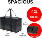 Durable PRO Insulated Cooler Bag and Food Warmer (XXL, 2 Pack) for Delivery & Grocery Shopping with Zippered Top, Black Commercial Grade