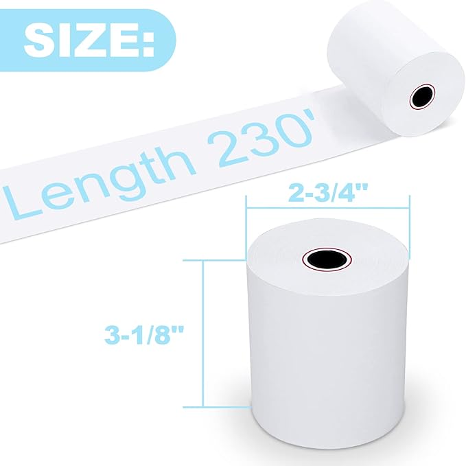 RyhamPaper 20 Rolls Thermal Receipt Paper, 3-1/8" x 230' Pos Receipt Paper