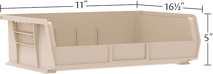 Akro-Mils 30255 AkroBins Plastic Storage Bins, Space-Saving Stackable Bins for Garage, Pantry, Craft Organization, 11-" x 16-" x 5-", Yellow, 6-Pack