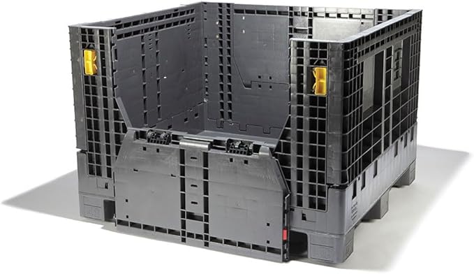 Hudson Exchange 48 x 45 x 34" (2000 lb Capacity) Collapsible Bulk Container With Access Doors, Black