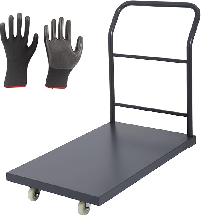 Heavy Duty Flatbed Cart 36"x24" Platform Truck, 2000 lbs Capacity Steel Hand Truck with 4 Swivel Wheels, Industrial Utility Push Cart for Warehouse, Garage, and Moving Supplies