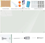 Large Glass Dry Erase Board, 96 x 48 Inches Magnetic Glass Whiteboard for Wall, 8' x 4' Frameless White Board for Office, Home, School