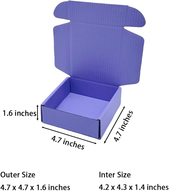 15 Pcs 4.7 x 4.7 x 1.6 Inches Mini Size Corrugated Cardboard Gift Boxes Recyclable Shipping Boxes for Packing Jewelry Ornament Gift Craft Packaging Supplier (Lavender, 4.7 x 4.7 x 1.6")