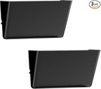 Clear Acrylic Single Pocket, Plastic Hanging Wall Mount File Holder for Office Home (Black, 2 Pack)