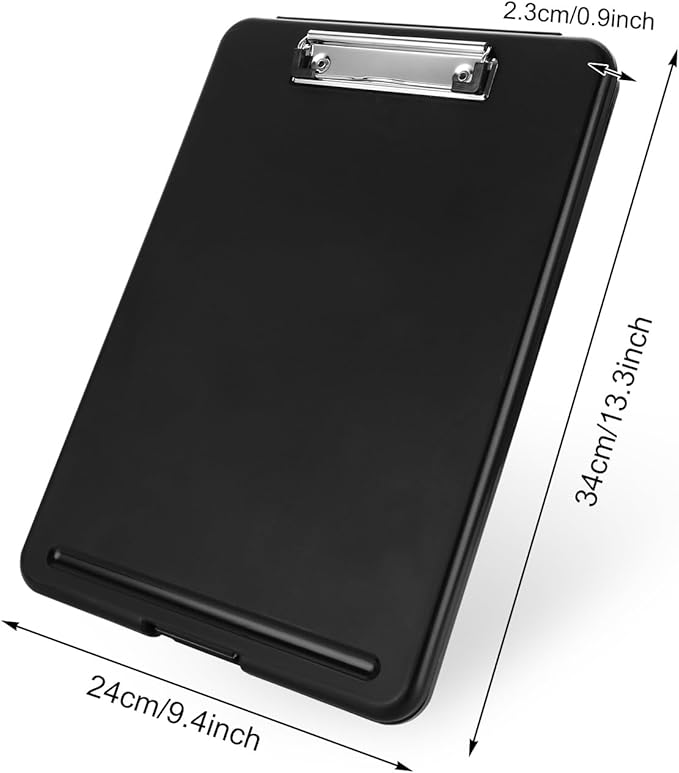 6PCS Black Clipboard with Storage, 8.5x11 Plastic Clip Boards with Storage Nursing Clipboard Case with Pen Holder Low Profile Clip Clipboards Binder Folder for Teachers Work School Office
