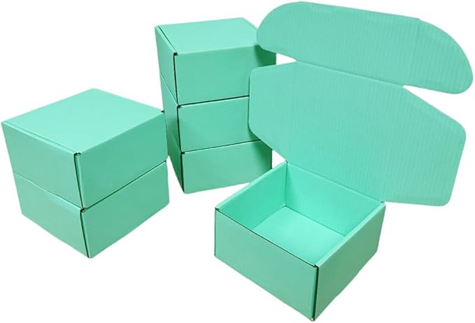 10 Pcs 9.8 x 9.8 x 4 inches Large Size Corrugated Cardboard Gift Boxes Recyclable Shipping Boxes for Mailing & Holidays, Wedding, Birthday, Gifts Packaging (Mint green, 9.8 x 9.8 x 4")