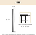 Lumizone Extra Tall Cat Gate Extension Kit 61.02" High Pressure Mounted 8.27" Extra Wide 1.37" Gap No Drilling Tall Pet Gate for Dogs (Black, 8.27" W)