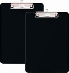 2 PCS Clip Boards 8.5x11,Black Plastic Clipboard with Pen Holder,Standard Letter Size A4,Heavy Duty,Hanging Clipboards for Women Kids Teacher, School Office Home Supplies
