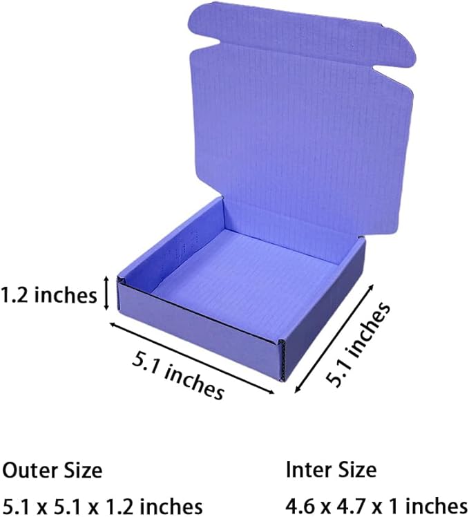15 Pcs 5.1 x 5.1 x 1.2 inches Mini Size Shipping Boxes Corrugated Cardboard Mailer Boxes Bulk for Packaging Business Mailing Gift,Mini Mailer Boxes for Packaging (Lavender, 5.1 x 5.1 x 1.2")