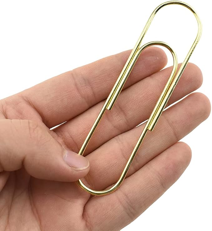 HAHIYO Paper Clips Sturdy 4 inches Length 14 Pack Paperclips Heavy Duty Tight Grip Rust Proof Reusable Metal Bright Gold for Home Office School