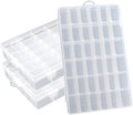 Plastic Organizer Container Box 36 Compartments Jewelry Storage Box with Adjustable Dividers (3 Pack)