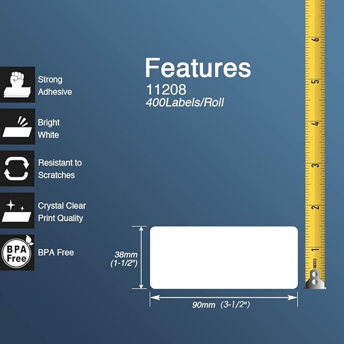 BETCKEY - Large Address Labels Replacement for Brother DK-1208 (1.4 in x 3.5 in), Compatible with Brother QL Label Printers [6 Rolls/2400 Labels, Mixed]