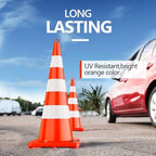 BATTIFE Traffic Safety Cones 36 Inch with Handheld, Orange Cones with Reflective Collar, Cones for Parking Lot, Sport & Driving Training, Road Safety, Construction Events (12 Cones)