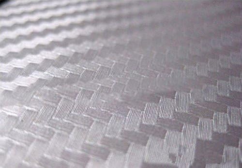 F & B LED LIGHTS Silver 3D Carbon Fiber Film Twill Weave Vinyl Sheet Roll Wrap (36" X 60", Silver)