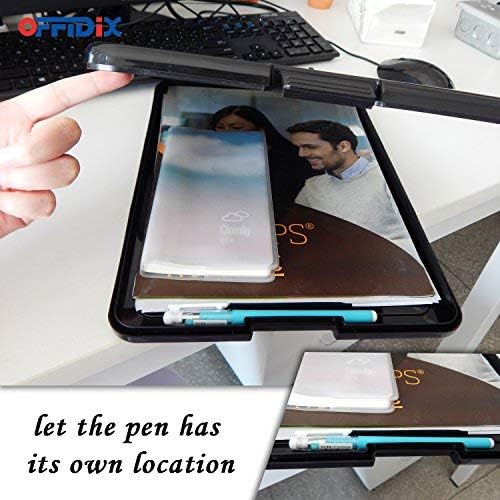 OFFIDIX Clipboard Storage Box,Plastic Paper Holder Storage Clip Board Ideal for School,Letter Size Slim-Case Home and Office Use Memo Clipboard,Black