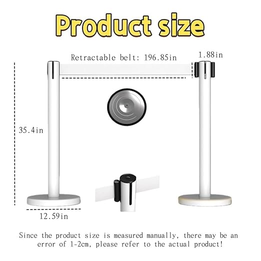 VIP Crowd Control Retractable Belt Stanchion Queue Safe Barrier, 35in Crowd Control Stanchions with 16.4ft Retractable Belts