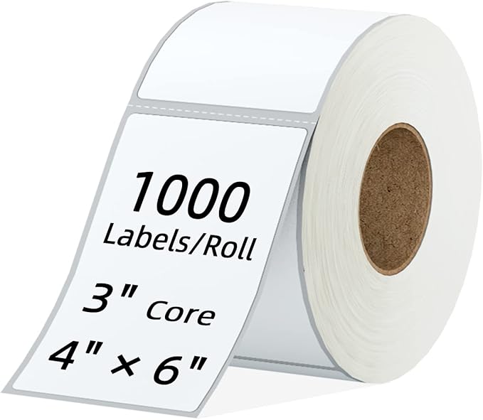1000 Pcs 3" Core 4"x6" 3-Proof Industrial Direct Thermal Labels Compatible for Zebra 220Xi4 ZT510 ZT & Xi &ZM Series Datamax NATO Intermec Thermal Printer Commercial Grade No Ribbon Needed