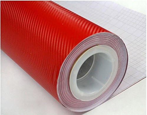 F & B LED LIGHTS Red 3D Carbon Fiber Film Twill Weave Vinyl Sheet Roll Wrap (24" X 60", Red)
