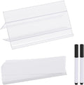 PATIKIL 3.1" x 1.8" Wire Shelf Label Holder, 20 Pack Reusable Plastic Price Tag Display Clip for 0.59" to 0.71" Thick Shelves with Paper Inserts Pens for Home Market Store, Clear