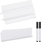 PATIKIL 3.1" x 1.8" Wire Shelf Label Holder, 20 Pack Reusable Plastic Price Tag Display Clip for 0.59" to 0.71" Thick Shelves with Paper Inserts Pens for Home Market Store, Clear