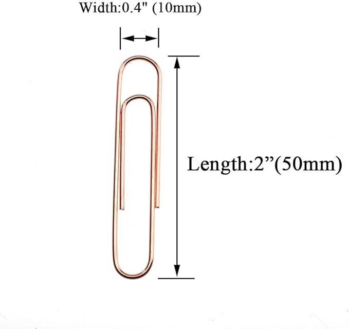 HAHIYO Paper Clips Large Sturdy 2 inches Length 70 Pack Paperclips Heavy Duty Tight Grip Rust Proof Reusable Metal Bright Rose Gold for Home Office School