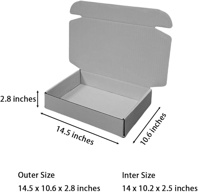 20 Pcs 14.5 x 10.6 x 2.8 inches Corrugated Cardboard Gift Boxes Recyclable Shipping Boxes for Packing Jewelry Ornament Gift Craft Packaging Supplier (Gray, 14.5 x 10.6 x 2.8")
