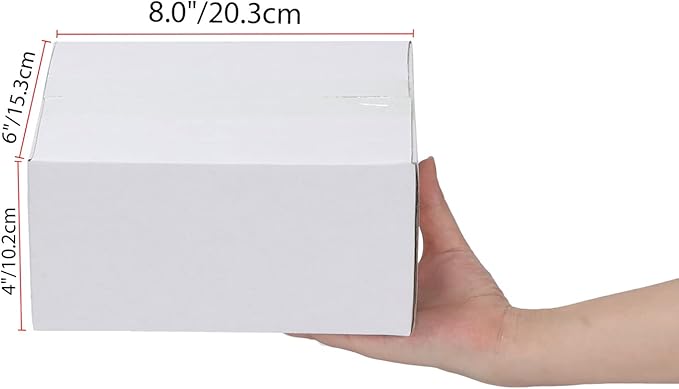 Calenzana 8x6x4 Shipping Boxes Set of 40, White Corrugated Cardboard Box for Mailing Packing Gifts Small Business