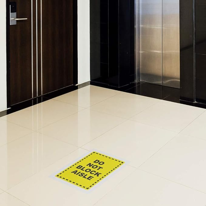 Do Not Block Floor Decals Aisle Yellow Anti-Slip Vertical Shape Lifestyle Industrial Door Signs Stickers 36Inches Longer Side