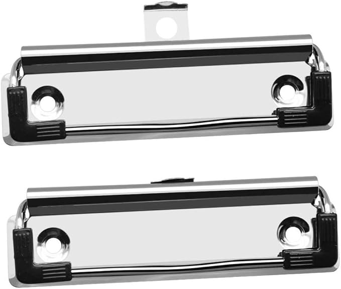 Meetory 15 Pack Clipboard Clips 3.94" Mountable Stainless Metal Clipboards Hardware with Rubber Grip and Hanging Hole(Included 30 Piece Rivets)