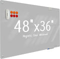Glass Whtieboard - Glass Dry Erase Board 48" x 36" Magnetic White Board Writing Board White Boards for Walls Wall Office Home, Gray
