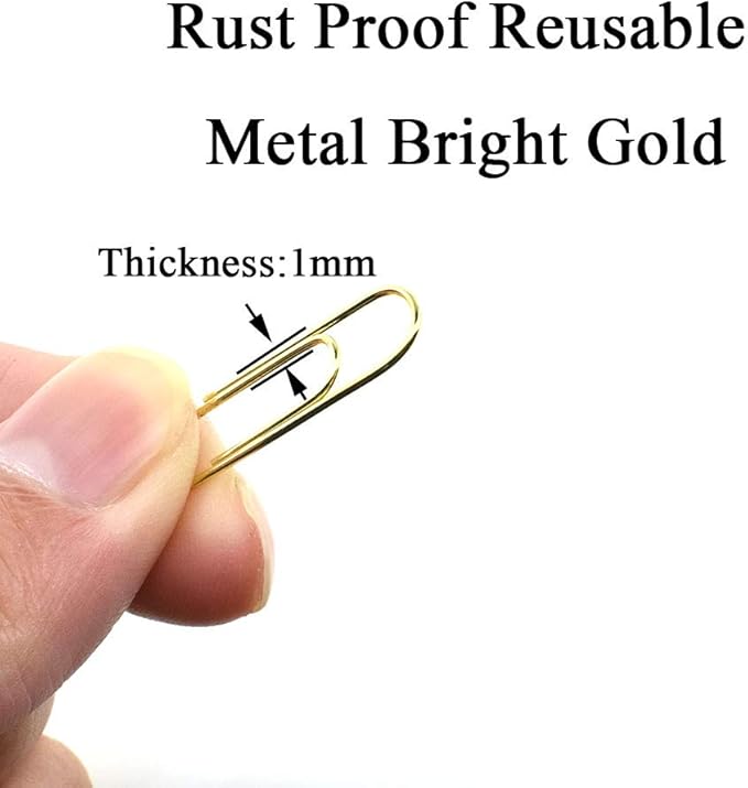 HAHIYO Paper Clips Sturdy 1.1 inches Length 300 Pack Paperclips Heavy Duty Tight Grip Rust Proof Reusable Metal Bright Rose Gold for Home Office School
