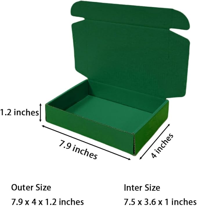 50 Pcs 7.9 x 4 x 1.2 inches Shipping Boxes for Small Business Cardboard Corrugated Mailer Boxes for Shipping Packaging Holidays Craft Gifts Phone Case Packaging (Hunter Green, 7.9 x 4 x 1.2")