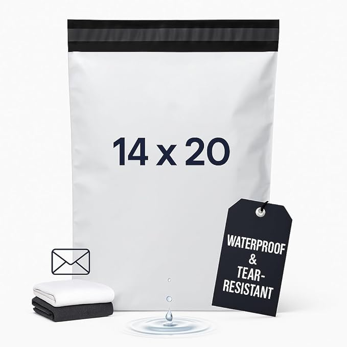 7STAR 14x20 Poly Mailers, 650 Count – 2.75 Mil Self-Sealing Waterproof Tear-Resistant Shipping Bags for Clothing, Packaging, and E-Commerce