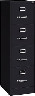 Commercial 4 Drawer Letter Width Vertical File Cabinet, 22" Deep - Black