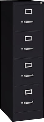 Commercial 4 Drawer Letter Width Vertical File Cabinet, 22" Deep - Black