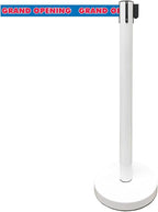 Retractable Stanchion, 6 SPECIALTY Posts + Signframe, 36" Ht, 78" Special Event & Holiday Theme Belt + Bonus Replacement Cassettes + Wall Receiver (WHT Post/Grand Opening Belt)