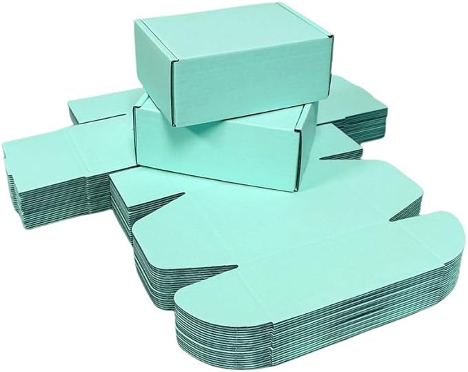 50 Pcs 4.3 x 3.1 x 2 inches Mini Size Corrugated Cardboard Gift Boxes Recyclable Shipping Boxes for Packing Jewelry Ornament Gift Craft Packaging Supplier (Mint green, 4.3 x 3.1 x 2")