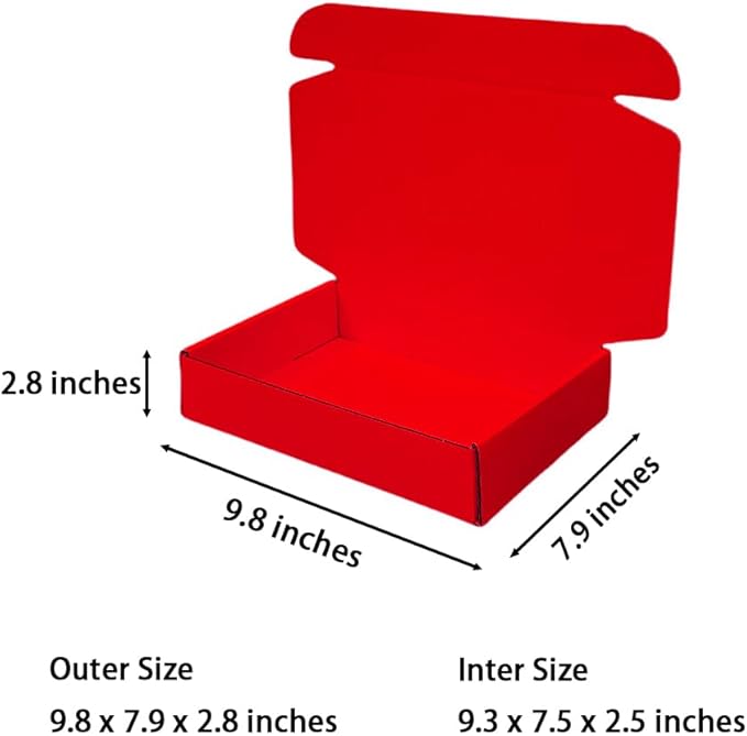 30 Pcs 9.8 x 7.9 x 2.8 inches Shipping Boxes for Small Business Cardboard Corrugated Mailer Boxes for Shipping Packaging Holidays Craft Gifts Giving Products (Red, 9.8 x 7.9 x 2.8")