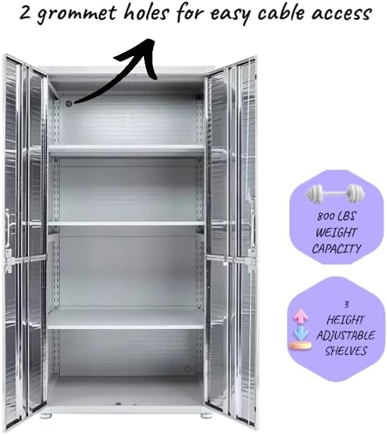 Heavy Duty Storage Solid Stainless Steel Cabinet with Lockable, Adjustable Shelf, Metal Garage Organizer (Granite, 36" W x 24" D x 72" H)
