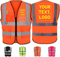Personalized Safety Vest with Name & Logo - High Visibility Vest for Men & Women - 2” Wide Reflective Strips & 5 Pockets