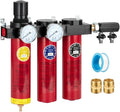 NANPU Z Series 3-Stage Air Filtration System - Sintered, Fine, & Charcoal Filters, 1/2" NPT Inlet, 1/4" NPT Outlet Module, 0-230 psi Gauge, 127 CFM @ 6 bar, Metal Housing, Auto Drain