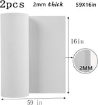 AMZQNART 2Pcs EVA Foam 2mm, Cosplay Foam Roll 16 x 59in White, Suitable for Large Foam Cosplay Modeling, DIY Projects, Crafts, Ultra High Density 90 kg/m3.