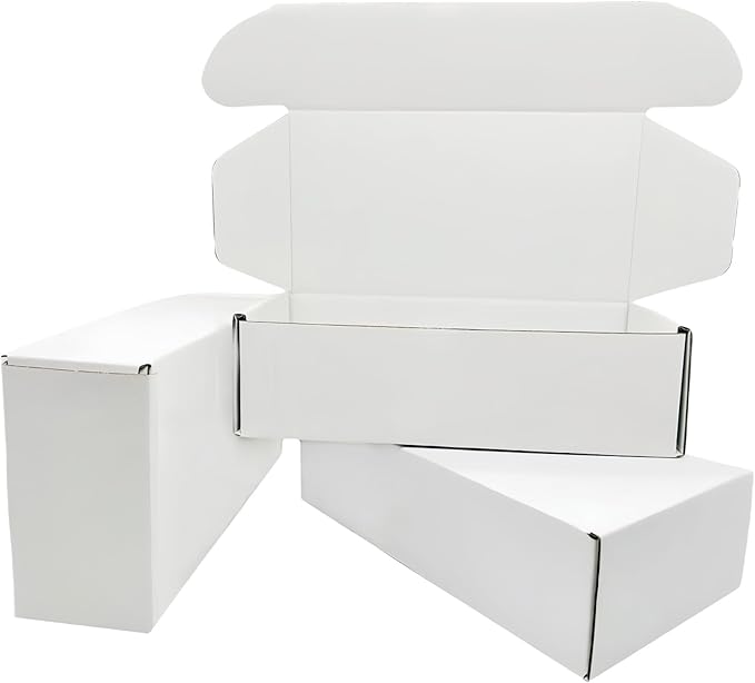 7x5x2 inch Small White Mailers Boxes Recyclable Corrugated Gift Box for Packaging Shipping Set of 10