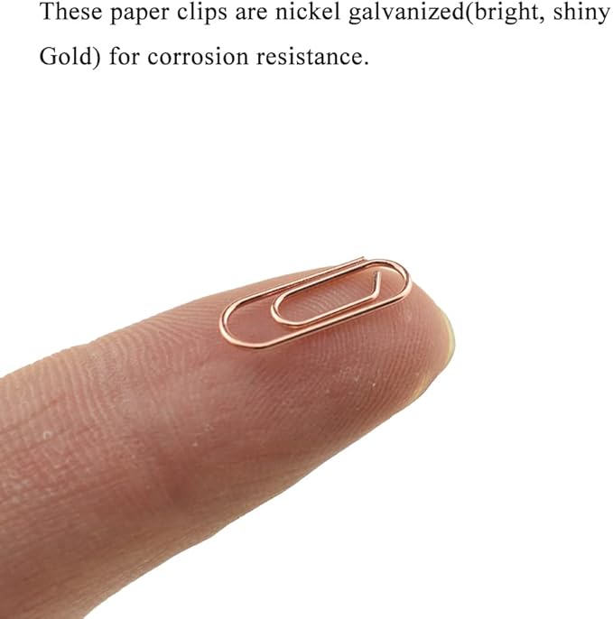 HAHIYO Paper Clips Sturdy 0.59 inches Length 50 Pack Mini Paperclips Heavy Duty Tight Grip Rust Proof Reusable Metal Bright Rose Gold for Home Office School