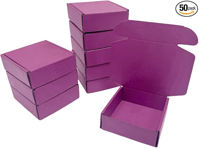50 Pcs 6.3 x 6 x 1.6 inches Shipping Boxes for Small Business Cardboard Corrugated Mailer Boxes for Shipping Packaging Holidays Craft Gifts Giving Products (Cranberry, 6.3 x 6 x 1.6")