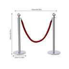 6 PCS Stanchions and Velvet Ropes Set, Hollow Base with Stainless Steel Post&4 Red Velvet Ropes, Crowd Control Barriers for Party Supplies, High-end Venues, Museums